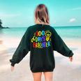 Happy 100th Day Of School 100 Days Brighter Girls Teacher Women's Sweatshirt Back Print Forest Green Happy 100th Day Of School 100 Days Brighter Girls Teacher Women's Sweatshirt Back Print Forest Green