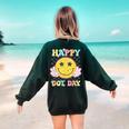 Happy Dot Day Hippie Flowers Smile Face Groovy Teacher Kids Women's Sweatshirt Back Print Forest Green Happy Dot Day Hippie Flowers Smile Face Groovy Teacher Kids Women's Sweatshirt Back Print Forest Green