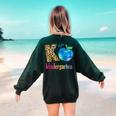 K Is For Kindergarten Teacher Tie Dye Back To School Kinder For Men Women Girls Kids Women's Sweatshirt Back Print Forest Green
