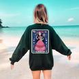 La Maestra Halloween Mexican Bingo Card Teacher Lottery Card Women's Sweatshirt Back Print Forest Green