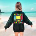 Level Up Your Education Gaming Inspired Teacher Gamers Women's Sweatshirt Back Print Forest Green