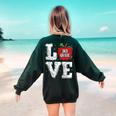 LOVE Apple 3rd Grade Teacher Student School Women's Sweatshirt Back Print Forest Green LOVE Apple 3rd Grade Teacher Student School Women's Sweatshirt Back Print Forest Green