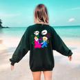 Nerdy Pythagoras Fighting Over C Squared Math Teacher Women's Sweatshirt Back Print Forest Green