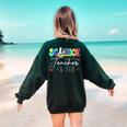 Science Teacher Tie Dye First Day Of School Back To School Men Women Girls Kids Women's Sweatshirt Back Print Forest Green Science Teacher Tie Dye First Day Of School Back To School Men Women Girls Kids Women's Sweatshirt Back Print Forest Green