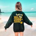 Spelling Bee Kind Positive Kindness Women Teacher Women's Sweatshirt Back Print Forest Green