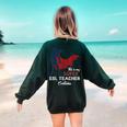 This Is My Super ESL Teacher Costume Lazy Halloween Women's Sweatshirt Back Print Forest Green
