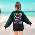 Super Teacher Back To School Apple Tie Dye First Day Women's Sweatshirt Back Print Forest Green Super Teacher Back To School Apple Tie Dye First Day Women's Sweatshirt Back Print Forest Green
