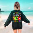 My Teacher Survived 100 Days Of Me 100 Days Of School Women's Sweatshirt Back Print Forest Green