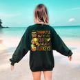 Thankful For My 4th Grade Turkey Thanksgiving Turkey Teacher Women's Sweatshirt Back Print Forest Green