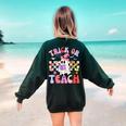 Trick Or Teach Halloween Teacher Floral Ghost Groovy Women's Sweatshirt Back Print Forest Green Trick Or Teach Halloween Teacher Floral Ghost Groovy Women's Sweatshirt Back Print Forest Green