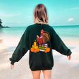 Turkey Reading Books Fall Thanksgiving Teacher Book Women's Sweatshirt Back Print Forest Green Turkey Reading Books Fall Thanksgiving Teacher Book Women's Sweatshirt Back Print Forest Green