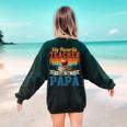 Vintage Retro My Favorite Teacher Calls Me Papa Father's Day Women's Sweatshirt Back Print Forest Green
