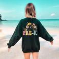 Wildflower Pre-K Preschool Team Floral Teacher Girls Women's Sweatshirt Back Print Forest Green