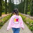 3K Team & Teacher Squad Threes Crew PreK Elementary Team Women's Sweatshirt Back Print Light Pink