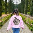 Apple Hearts Teacher Camouflage Clothing School Camo Apple For Men Women Girls Kids Women's Sweatshirt Back Print Light Pink