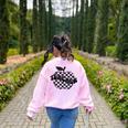 Back To School Checkered Apple Teacher Checkerboard Teacher For Men Women Girls Kids Women's Sweatshirt Back Print Light Pink