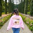 Coffee Teach Repeat Teacher Women's Sweatshirt Back Print Light Pink Coffee Teach Repeat Teacher Women's Sweatshirt Back Print Light Pink