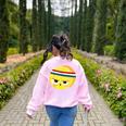 The Eggcellent Athlete Good Egg Teacher Halloween Food Group Women's Sweatshirt Back Print Light Pink
