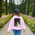 Ghost Library Halloween Book Reading Books Lover Teacher Women's Sweatshirt Back Print Light Pink