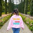 I’m Not Yelling This Is My PE School Teacher Voice I Teach Women's Sweatshirt Back Print Light Pink