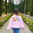 Kindergarten Squad Team Crew Teacher Back To School Women's Sweatshirt Back Print Light Pink