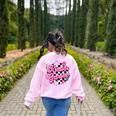 Kindergarten Teacher Women Checkered First Day Of School Women's Sweatshirt Back Print Light Pink