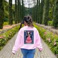 La Maestra Halloween Mexican Bingo Card Teacher Lottery Card Women's Sweatshirt Back Print Light Pink