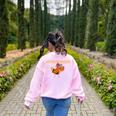 Math Nerd The Mathemachicken a Math Teacher Women's Sweatshirt Back Print Light Pink