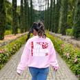 Math Teacher School So Happy I'm A Math Teacher Women's Sweatshirt Back Print Light Pink