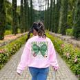 One Lucky Teacher Coquette Bow St Patricks Day Teacher Women's Sweatshirt Back Print Light Pink One Lucky Teacher Coquette Bow St Patricks Day Teacher Women's Sweatshirt Back Print Light Pink