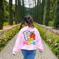P Is For Pre-K Teacher Pencil Apple Back To School Women's Sweatshirt Back Print Light Pink P Is For Pre-K Teacher Pencil Apple Back To School Women's Sweatshirt Back Print Light Pink