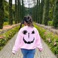 Pumpkin Artist Halloween Art Teacher Women's Sweatshirt Back Print Light Pink
