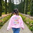 I TEACH ROCKSTARS Band Vibes Teacher Rocks My Music Teaching Women's Sweatshirt Back Print Light Pink I TEACH ROCKSTARS Band Vibes Teacher Rocks My Music Teaching Women's Sweatshirt Back Print Light Pink