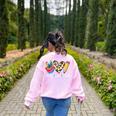 Tie Dye Hippie Peace Love Teach Teacher Appreciation Women's Sweatshirt Back Print Light Pink Tie Dye Hippie Peace Love Teach Teacher Appreciation Women's Sweatshirt Back Print Light Pink