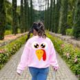 Turkey Face Halloween Costume Thanksgiving Teacher Nurse Women's Sweatshirt Back Print Light Pink