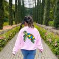 Turtle Puzzle Pieces For Autism Awareness Kids Women Teacher Women's Sweatshirt Back Print Light Pink