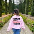 World's Best Okayest Teacher ACY025a For Men Women Women's Sweatshirt Back Print Light Pink