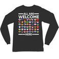 ESL Teacher All Are Welcome Here For Worlds Virtual Teachers Unisex Long Sleeve T-Shirt, trending gift ESL Teacher All Are Welcome Here For Worlds Virtual Teachers Unisex Long Sleeve T-Shirt, trending gift