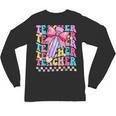 Groovy Teacher Cute Coquette Bow Flower Retro Back To School Unisex Long Sleeve T-Shirt, trending gift