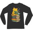 Kawaii Cats Lover Coffee Books Teacher Librarian Cat Unisex Long Sleeve T-Shirt, trending gift