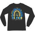 Be Kind Rainbow Down Syndrome Awareness Teacher Blue Yellow Unisex Long Sleeve T-Shirt, trending gift Be Kind Rainbow Down Syndrome Awareness Teacher Blue Yellow Unisex Long Sleeve T-Shirt, trending gift