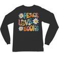 Peace Love Books Bookworm Librarian Reading Teacher Groovy Unisex Long Sleeve T-Shirt, trending gift Peace Love Books Bookworm Librarian Reading Teacher Groovy Unisex Long Sleeve T-Shirt, trending gift