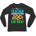 My Teacher Survived 100 Days Of Me Dab 100 Days Of School For Men Women Kids Unisex Long Sleeve T-Shirt, trending gift My Teacher Survived 100 Days Of Me Dab 100 Days Of School For Men Women Kids Unisex Long Sleeve T-Shirt, trending gift