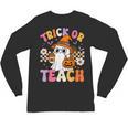 Trick Or Teach Cute Ghost Coffee Pumpkins Halloween Teacher Unisex Long Sleeve T-Shirt, trending gift