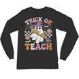 Trick Or Teach Groovy Teacher Halloween Retro Ghost Unisex Long Sleeve T-Shirt, trending gift