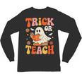 Trick Or Teach Halloween Shirt For Teacher Kids Floral Ghost Unisex Long Sleeve T-Shirt, trending gift