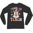 Trick Or Teach Teacher Groovy Ghost Halloween Teacher Unisex Long Sleeve T-Shirt, trending gift