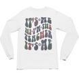 Retro IT'S ME Hi I'm The TEACHER Groovy Testing Squad Pink Unisex Long Sleeve T-Shirt, trending gift Retro IT'S ME Hi I'm The TEACHER Groovy Testing Squad Pink Unisex Long Sleeve T-Shirt, trending gift