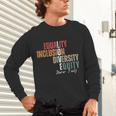 Equality Inclusion Diversity Equity Love Never Fails Teacher Unisex Long Sleeve T-Shirt, gift for family, gift for coworker Equality Inclusion Diversity Equity Love Never Fails Teacher Unisex Long Sleeve T-Shirt, gift for family, gift for coworker
