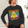 Field Trip Squad Groovy Field Day Smile Face Teacher Tie Dye Unisex Long Sleeve T-Shirt, gift for family, gift for coworker